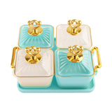 Maxbell Divided Fruit Tray Platter Candy Nut Serving Container for Living Room Fruit 2 Green 2 White