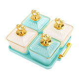 Maxbell Divided Fruit Tray Platter Candy Nut Serving Container for Living Room Fruit 2 Green 2 White