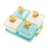 Maxbell Divided Fruit Tray Platter Candy Nut Serving Container for Living Room Fruit 2 Green 2 White