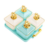 Maxbell Divided Fruit Tray Platter Candy Nut Serving Container for Living Room Fruit 2 Green 2 White