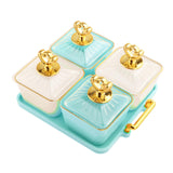 Maxbell Divided Fruit Tray Platter Candy Nut Serving Container for Living Room Fruit 2 Green 2 White