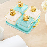 Maxbell Divided Fruit Tray Platter Candy Nut Serving Container for Living Room Fruit 2 Green 2 White