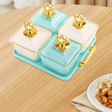 Maxbell Divided Fruit Tray Platter Candy Nut Serving Container for Living Room Fruit 2 Green 2 White