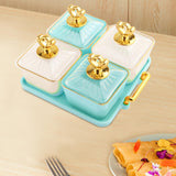 Maxbell Divided Fruit Tray Platter Candy Nut Serving Container for Living Room Fruit 2 Green 2 White