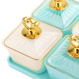 Maxbell Divided Fruit Tray Platter Candy Nut Serving Container for Living Room Fruit 2 Green 2 White