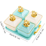 Maxbell Divided Fruit Tray Platter Candy Nut Serving Container for Living Room Fruit 2 Green 2 White