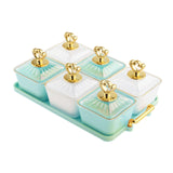 Maxbell Divided Fruit Tray Platter Candy Nut Serving Container for Living Room Fruit 3 Green 3 White