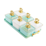 Maxbell Divided Fruit Tray Platter Candy Nut Serving Container for Living Room Fruit 3 Green 3 White