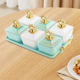 Maxbell Divided Fruit Tray Platter Candy Nut Serving Container for Living Room Fruit 3 Green 3 White