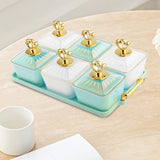 Maxbell Divided Fruit Tray Platter Candy Nut Serving Container for Living Room Fruit 3 Green 3 White