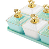 Maxbell Divided Fruit Tray Platter Candy Nut Serving Container for Living Room Fruit 3 Green 3 White