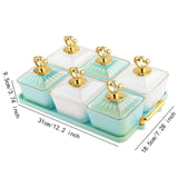 Maxbell Divided Fruit Tray Platter Candy Nut Serving Container for Living Room Fruit 3 Green 3 White