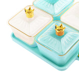 Maxbell Divided Snack Serving Bowls Candy Nut Serving Container for Party Home Fruit 2 Green 2 White