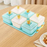 Maxbell Divided Snack Serving Bowls Candy Nut Serving Container for Party Home Fruit 3 Green 3 White