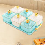 Maxbell Divided Snack Serving Bowls Candy Nut Serving Container for Party Home Fruit 3 Green 3 White