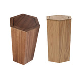 Maxbell Wooden Trash Can Compact Decorative Waste Basket for Office Bathroom Kitchen Walnut