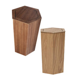 Maxbell Wooden Trash Can Compact Decorative Waste Basket for Office Bathroom Kitchen Walnut