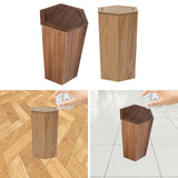 Maxbell Wooden Trash Can Compact Decorative Waste Basket for Office Bathroom Kitchen Walnut