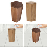 Maxbell Wooden Trash Can Compact Decorative Waste Basket for Office Bathroom Kitchen Walnut
