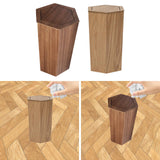 Maxbell Wooden Trash Can Compact Decorative Waste Basket for Office Bathroom Kitchen Walnut
