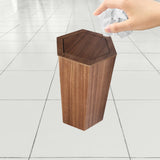 Maxbell Wooden Trash Can Compact Decorative Waste Basket for Office Bathroom Kitchen Walnut