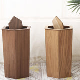 Maxbell Wooden Trash Can Compact Decorative Waste Basket for Office Bathroom Kitchen Fraxinus Mandshurica