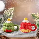Maxbell Coffee Mug 420ml with Lid Festival Cute Xmas Mug for Household Adults Office Green