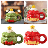 Maxbell Coffee Mug 420ml with Lid Festival Cute Xmas Mug for Household Adults Office Green