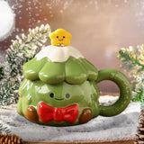 Maxbell Coffee Mug 420ml with Lid Festival Cute Xmas Mug for Household Adults Office Green