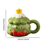 Maxbell Coffee Mug 420ml with Lid Festival Cute Xmas Mug for Household Adults Office Green