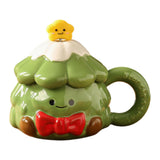 Maxbell Coffee Mug 420ml with Lid Festival Cute Xmas Mug for Household Adults Office Green