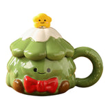 Maxbell Coffee Mug 420ml with Lid Festival Cute Xmas Mug for Household Adults Office Green