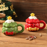 Maxbell Coffee Mug 420ml with Lid Festival Cute Xmas Mug for Household Adults Office Green