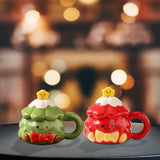 Maxbell Coffee Mug 420ml with Lid Festival Cute Xmas Mug for Household Adults Office Green