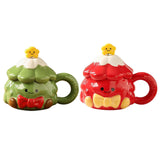 Maxbell Coffee Mug 420ml with Lid Festival Cute Xmas Mug for Household Adults Office Green