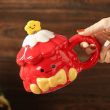 Maxbell Coffee Mug 420ml with Lid Festival Cute Xmas Mug for Household Adults Office Red