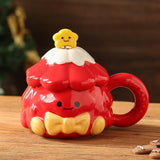 Maxbell Coffee Mug 420ml with Lid Festival Cute Xmas Mug for Household Adults Office Red