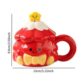 Maxbell Coffee Mug 420ml with Lid Festival Cute Xmas Mug for Household Adults Office Red