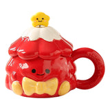 Maxbell Coffee Mug 420ml with Lid Festival Cute Xmas Mug for Household Adults Office Red