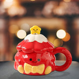 Maxbell Coffee Mug 420ml with Lid Festival Cute Xmas Mug for Household Adults Office Red