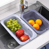 Maxbell Extendable Colander Strainer Sink Colander Strainer Basket for Fruits Dishes White L