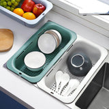 Maxbell Extendable Colander Strainer Sink Colander Strainer Basket for Fruits Dishes White L