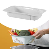 Maxbell Extendable Colander Strainer Sink Colander Strainer Basket for Fruits Dishes White L