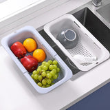 Maxbell Extendable Colander Strainer Sink Colander Strainer Basket for Fruits Dishes White L
