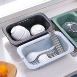 Maxbell Extendable Colander Strainer Sink Colander Strainer Basket for Fruits Dishes Black L