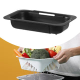 Maxbell Extendable Colander Strainer Sink Colander Strainer Basket for Fruits Dishes Black L