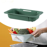 Maxbell Extendable Colander Strainer Sink Colander Strainer Basket for Fruits Dishes Green L
