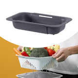 Maxbell Extendable Colander Strainer Sink Colander Strainer Basket for Fruits Dishes Dark Gray L