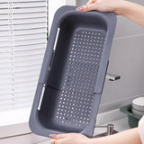 Maxbell Extendable Colander Strainer Sink Colander Strainer Basket for Fruits Dishes Dark Gray L