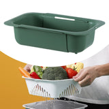 Maxbell Extendable Colander Strainer Sink Colander Strainer Basket for Fruits Dishes Green XL